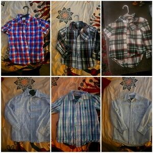 Six different barely worn boys size 5 and 6 flannel/ checkered shirt bundle